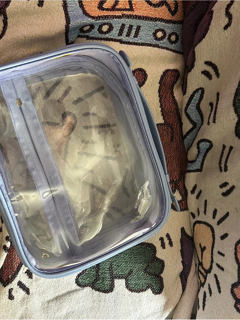 Light Blue Clear-Window Travel Cosmetic Bag